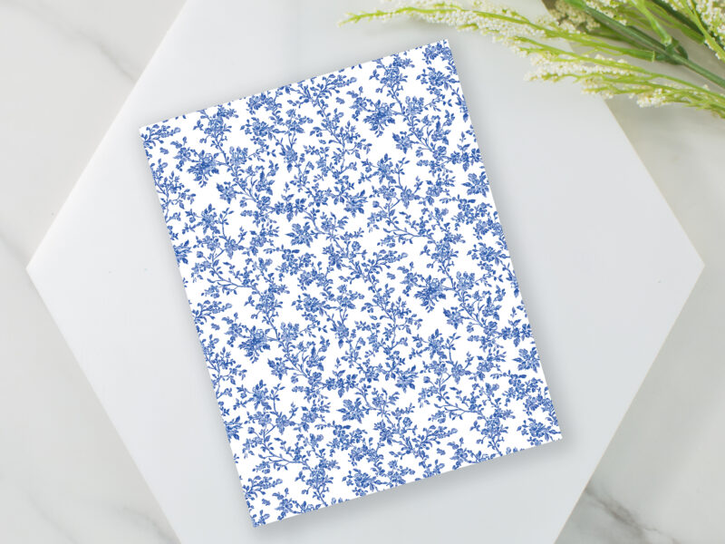 blue french toile floral transfer paper